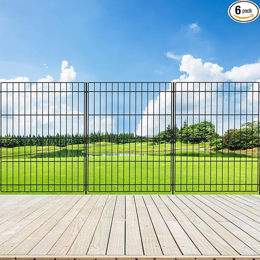 INJOPEXI Garden Fence 6 Panels 11.8ft (L)×30in (H) Decorative Garden Fences with 6 Panels Rustproof Wire No Dig Metal Garden Fence Animal Barrier Fencing for Yard Outdoor Patio - Without Fence Gate