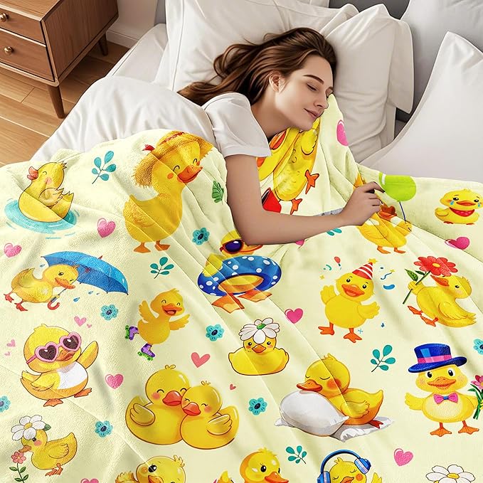 Duck Blanket Gifts for Duck Lover Soft Flannel Ducks Throw Blanket Gifts for Women Ducks Themed for Kids Adults 50"x40"