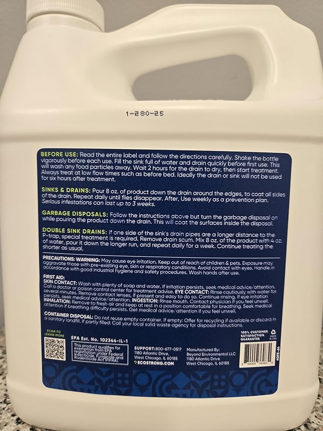 Fruit Fly Drain Treatment | Drain Fly Eliminator | Eliminates Gnats, Sewer Flies and More - Works in All Drains - 64 Fl Oz