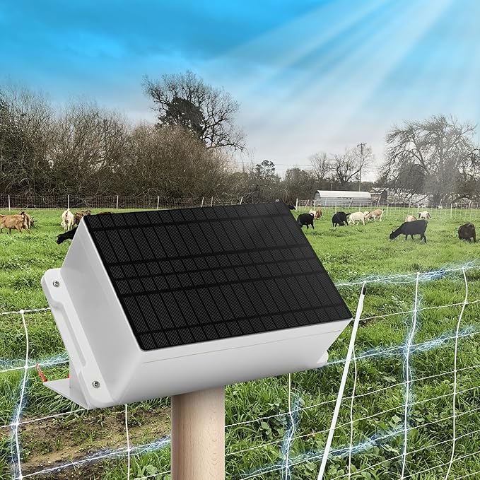 HEFC-03 Solar Fence Charger, Briidea 5.6 Miles Solar Electric Fence Charger, 0.2 Joules, IP66 Waterproof, Solar-Powered, Cost-Efficient, Prevents Predators, Ideal for Livestock & Gardens