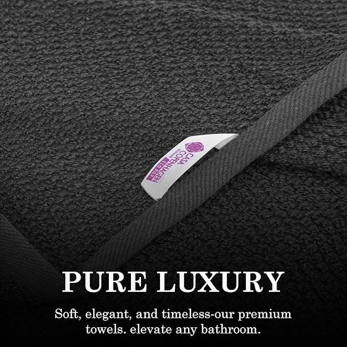 CASA COPENHAGEN Popcorn Textured 6 Pieces Towel Set- Pine Grey, 550 GSM 2 Bath Towel 2 Hand Towel 2 Washcloth, Rough & Tough Use Cotton Towels Gift Set for Bathroom
