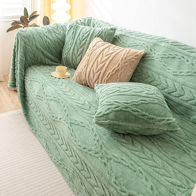 YUSOKI Sherpa Twin XL Blanket-3D Stylish Design Super Soft Fuzzy Cozy Warm Blanket Thick Plush Fluffy Furry Blankets for Teen Girls Women Couch Bed Sofa Chair Men Boys Gift(Sage Green,65"x90")