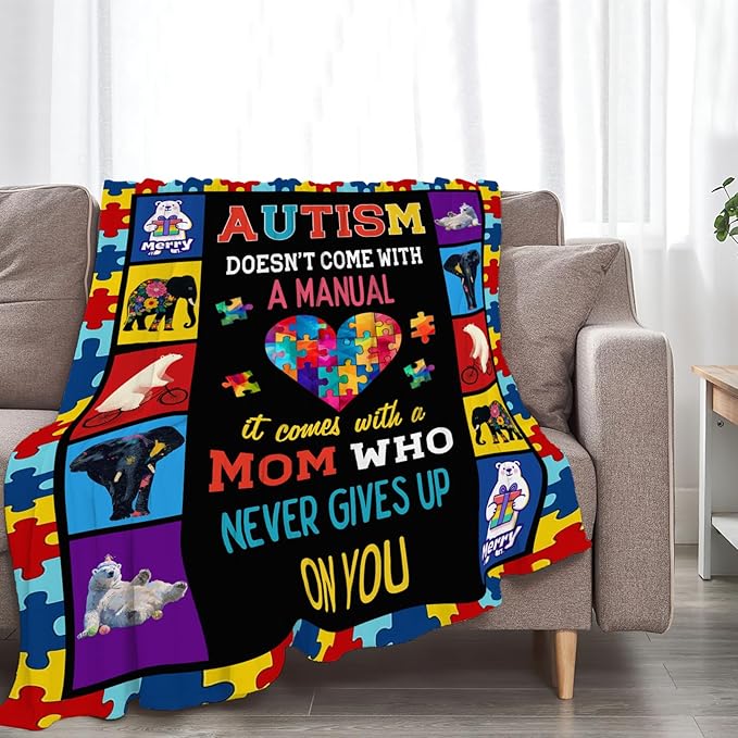 Autism Blanket Autism Awareness Throw Blankets Gifts for Girls Boys Kids Soft Cozy Fleece Plush for Couch Sofa Bed 50"x40"