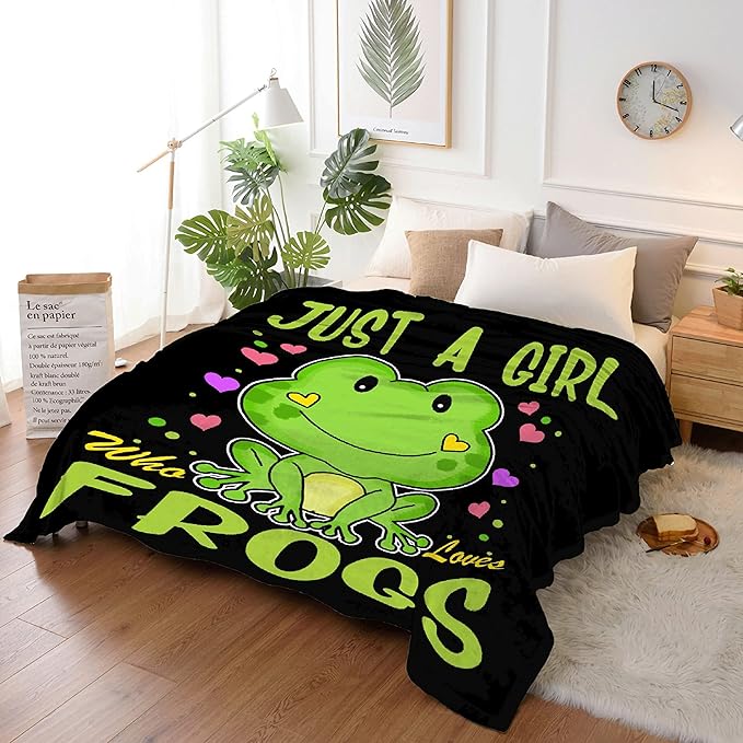 Cartoon Frog Blanket -50"x40" Small for Kids Just Girl Who Loves Frogs Soft Blankets and Throws Flannel Cozy Lightweight Quilt Gift Perfect for Bed Sofa Couch