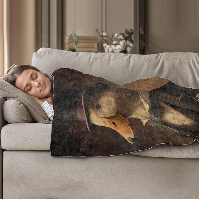Duck Pattern Throw Blanket 40"x50", Quirky Animal Lover Blankets for Bedroom Decor, Cozy Flannel Polyester Duck Gifts for Women Adults