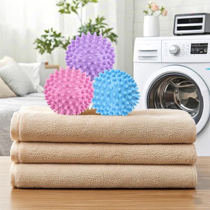 6 Pack Laundry Balls for Dryer, Dryer Balls Laundry Reusable, Dryer Ball Plastic Pellet Packs for Fabric Soften, Reduce Wrinkle and Less Static Cling