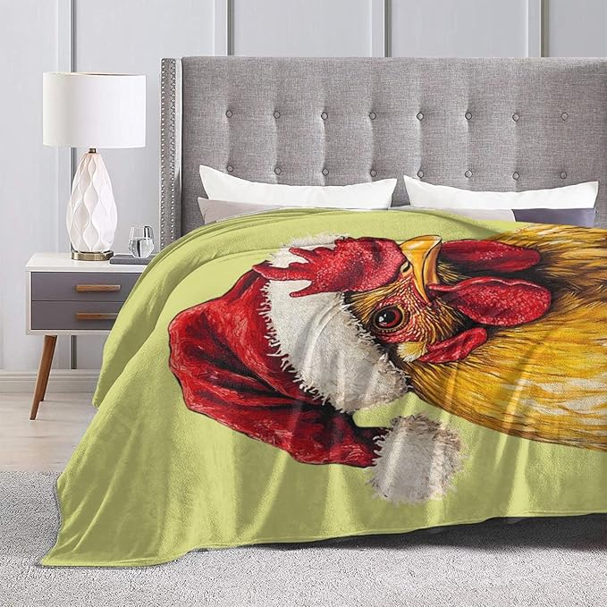 Christmas Rooster Blanket Soft Cozy Chicken Plush Throw Blanket Warm Flannel Fleece Bedding Stuff Animal Decor Blanket Gifts for Rooster Lover Girls Boys Kids Adults Women Bed Travel 40"x50"