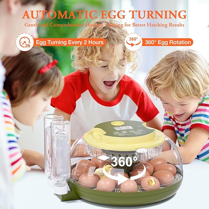 Egg Incubator for Hatching Eggs,Automatic Egg Turning and Humidity Control,Incubators for Chicken, Ducks, Goose, Pigeon, Quail, Parrot Incubator for Farm, Lab, Science Classroom, Home -18 Egg Capacity