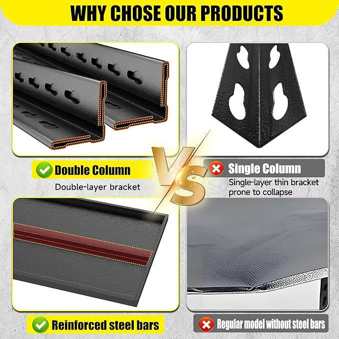 Storage Shelves, Garage Metal Shelving Unit, Adjustable, Double-Layer Column with Reinforced Ribs, Heavy-Duty, Capable of Bearing 600-3600 lbs (Black, 32 * 20 * 14, 3-Tier)