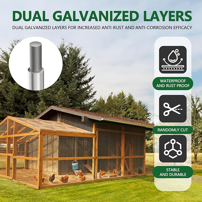 Hardware Cloth 1/4in 24inx50ft Hot Dip Galvanized 23 Gauge Chicken Wire Fencing Roll Poultry Animal Netting Cage Screen Chicken Coop Accessories Garden Plant Supports