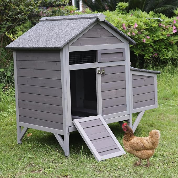 GUTINNEEN Chicken Coop Outdoor Chicken House with Nesting Box Waterproof Duck Coop for Backyard.Raise Legs