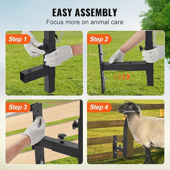 VEVOR Livestock Stand Steel Gate Attachment Nose Loop Headpiece, 9.8inch Height and Trimming Stand 5.9inch Length Adjustable, Nose Loop Goat Trimming Stands, Sheep Shearing Stand for Sheep & Goats