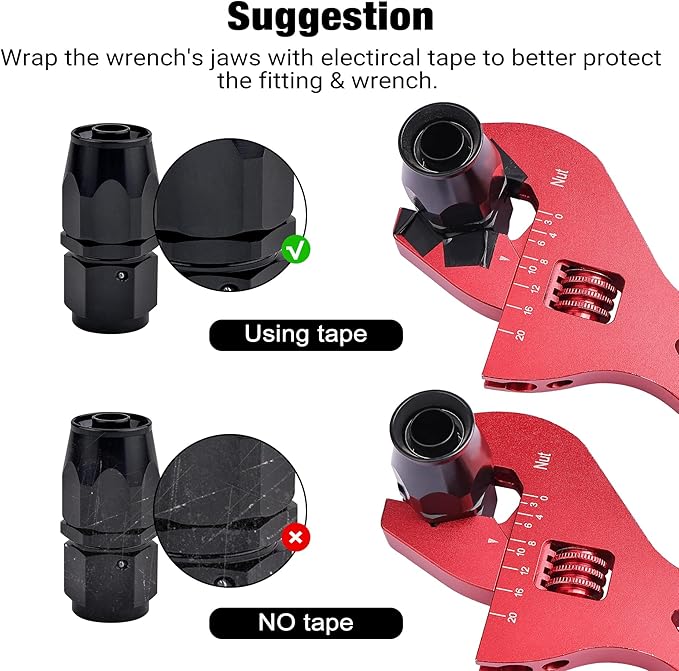 EVIL ENERGY AN Fitting Wrench, 3AN-20AN Adjustable AN Wrench Aluminum Hose Fitting Tool 6 Inch Red