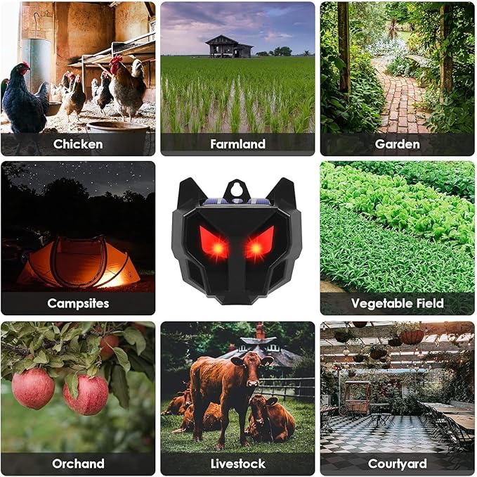 8 Pack Solar Nocturnal Animal Repeller Outdoor,Coyote Deterrent,Deer Repellent Devices,Predator Eyes Animal Deterrent Effective Guard Red Predator Lights for Chicken Coop Raccoon Skunk Fox Yard Farm