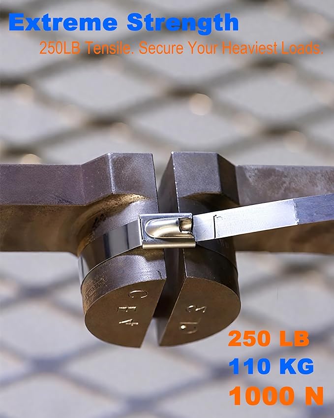 Metal Zip Tie Tool Kit: Heavy-Duty Stainless Steel Cable Tie Tensioner with 100PCS 11.8-Inch Self-Locking Metal Zip Ties for Fencing, Exhaust, Pipes & Industrial Repairs(100PCS+TOOL, SILVER)