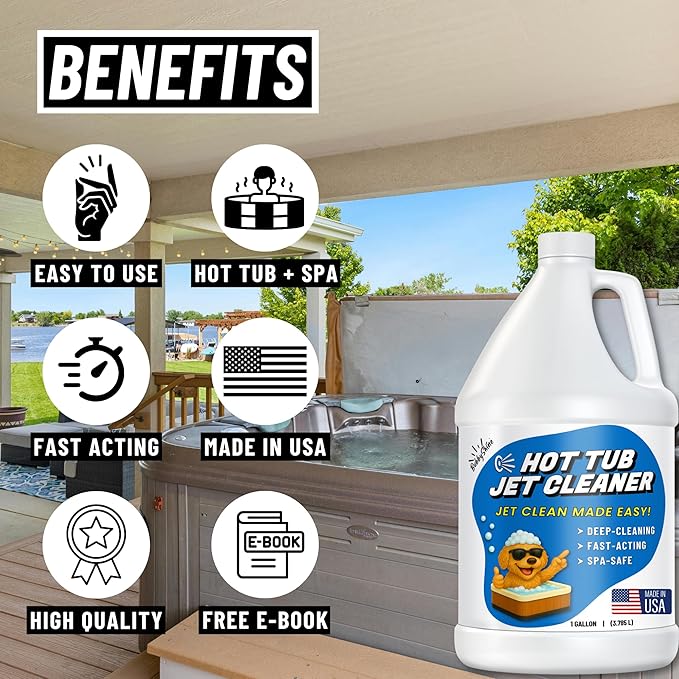Hot Tub Jet Cleaner & Spa Line Flush – Deep Jet Line, Pipe & Plumbing Purge Removes Yuck & Buildup – Heavy Duty Hot Tub System Flush Cleaner for Jets & Lines – Made in USA – 1 Gallon
