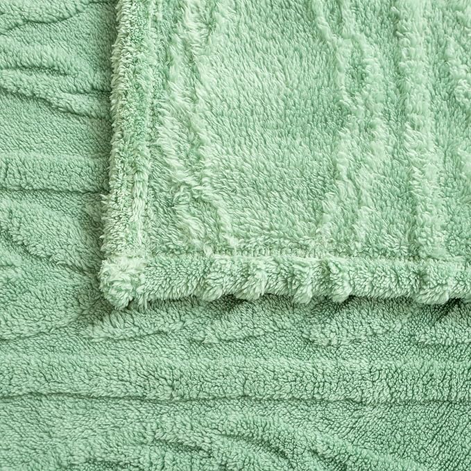 YUSOKI Sherpa Queen Size Blanket-3D Stylish Design Super Soft Fuzzy Cozy Warm Blanket Thick Plush Fluffy Furry Blankets for Teen Girls Women Couch Bed Sofa Chair Men Boys Gift(Sage Green,90"x90")