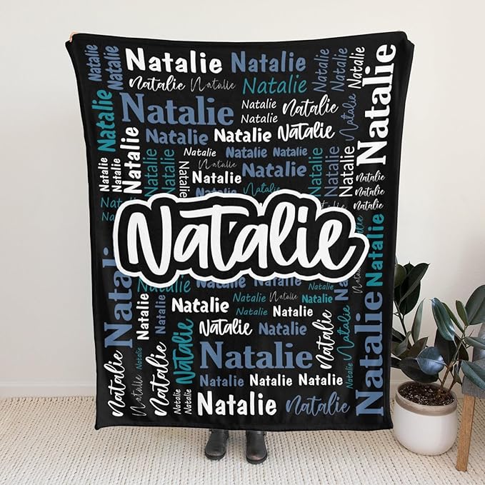 Custom Blanket with Name Personalized Blankets for Kids Adult Boys Girls Flannel Monogrammed Customized Blankets Throw (40''x50'')