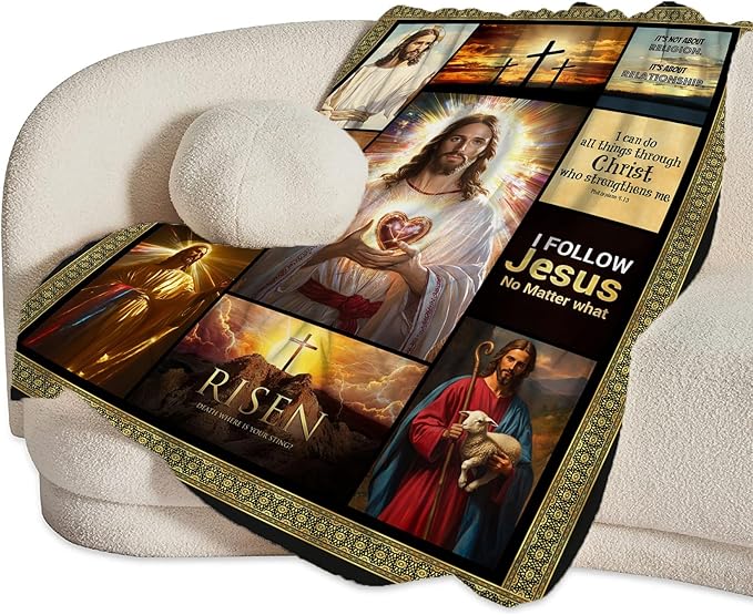Jesus Throw Blanket Cozy Plush Christian Religious Gifts Blankets Flannel Fleece Lightweight Fuzzy Blanket for Girls Women Men Boys 80"X60"
