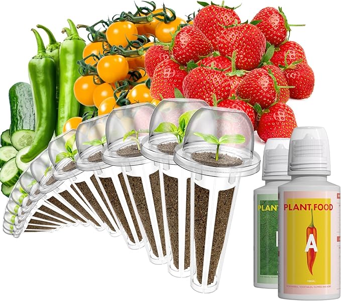 LYKOCLEAN 12 Pods Fruit Seed Pod Kit for AeroGarden, idoo, Ahopegarden Hydroponic Growing System Indoor Garden, Include Strawberry, Golden Cherry Tomato, Cucumber, Radish, Dwarf Pea, Green Pepper