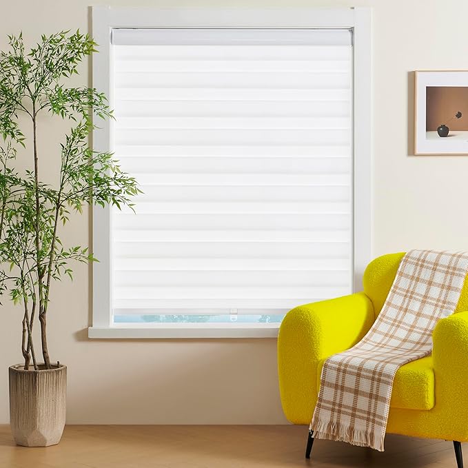 Custom Size Cordless Zebra Blinds for Indoor Windows Free-Stop Zebra Shades Dual Layer Light Filtering Sheer Shades Roller Window Blinds for Home (Cusotm Sizes & Colors)