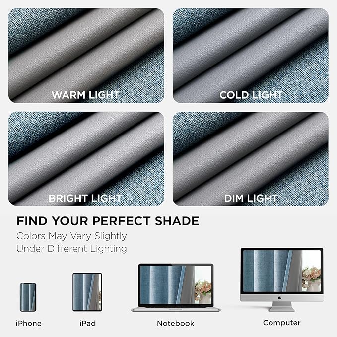 Joydeco Blackout Curtains 63 Inches Long 2 Panels Burg, Room Darkening Curtains for Bedroom, 100% Black Out Textured Thermal Drapes Privacy Protection 2 Panels Set(W52 x L63 Inch, Sky Blue)