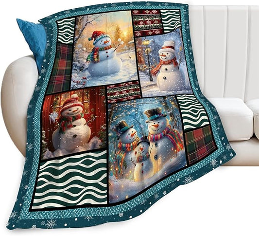 Snowmen Blanket Christmas Winter Snowmen Lover Throw Blankets Gifts for Girls Boys Kids Soft Cozy Fleece Plush for Couch Sofa Bed 80"x60"
