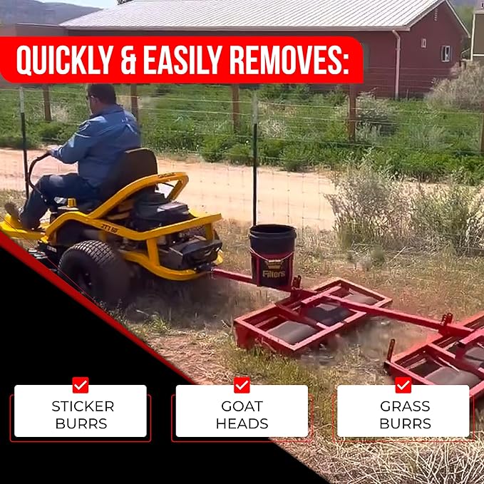 X-Large Pull-Behind Remover Yard Tool – USA Made, Large Burr Remover Tool for Fast & Efficient Burr Removal - Patented Goat Head Roller and Picker - 46" Wide Maximum Coverage