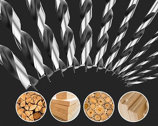 Metric Brad Point Wood Drill Bit Set, 12Pcs Drill Bit Set with Double Flutes Design for Carpenter Woodworking and All Types of Wood (3mm - 12mm)