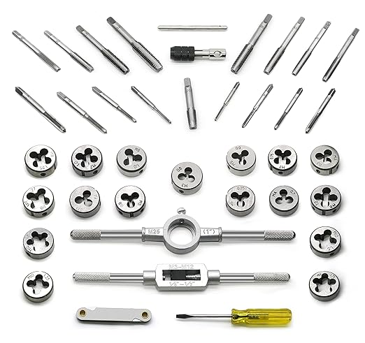 40PCS Tap and Die Set, Metric Size Standard M3 to M12, Threading Tool Set for Cutting External and Internal Threads with Adjustable Handles, Complete Accessories and Storage Case