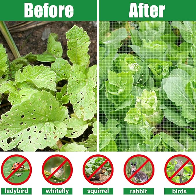 SnugNiture Garden Netting 8x24FT Ultra Fine Mesh Mosquito Netting Plant Covers, White Bird Netting Barrier Greenhouse Row Cover Protect Fruits Flower Vegetables from Birds Deer & Squirrels