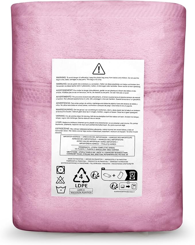 Utopia Towels 8 Piece Luxury Towel Set – Majestic Plush, Super Absorbent & Quicker-to-Dry, Thick 100% Ring Spun Cotton Towels for Bathroom, Spa & Hotel – 2 Bath, 2 Hand, 4 Washcloths, Pink