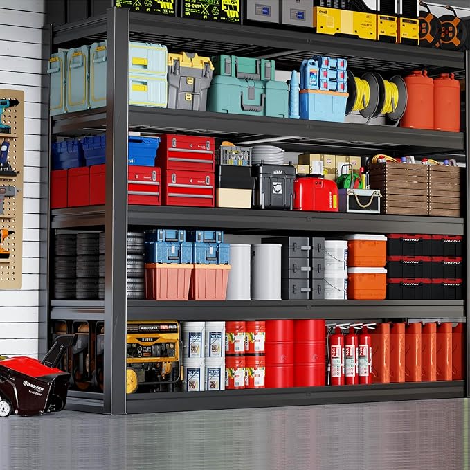5-Tier Storage Shelves, 68" W Garage Shelving Heavy Duty Metal Adjustable Garage Shelves, Shelving Units Industrial Shelving for Warehouse, 68" W x 20" D x 84" H,2 Pack