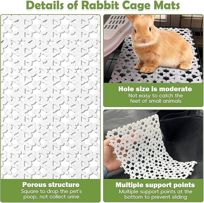 kathson 8PCS Rabbit Feet Pad Plastic Cage Mat Floor Mats Bunny Hole Leak Water Pads for Hamster Rat Chinchilla Guinea Pig and Other Small Animals(White)