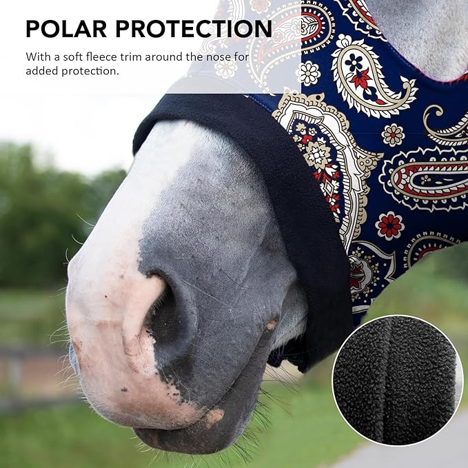 Harrison Howard Soft Horse Hood All-Covered Comfortable Sleezy for Horses with Zipper Paisley L