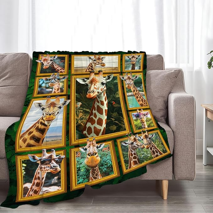 Giraffe Blanket Gifts for Girls Boys Lovers Soft Warm Plush Cool Giraffe Throw Blanket Flannel Fleece Fuzzy Stuff Blanket for Bed Couch Living Room Decor 80"X60"
