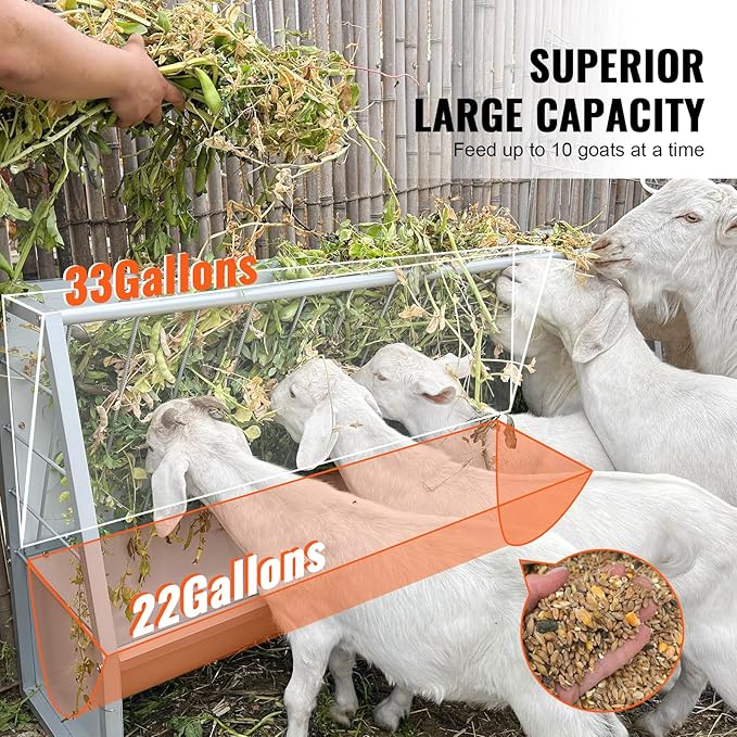 5 Ft Pasture Hay Feeder, Heavy Duty Galvanized Steel Livestock Hay Feeder, Outdoor Pasture Feeder for Sheep, Goats, Pony and Miniature Horses