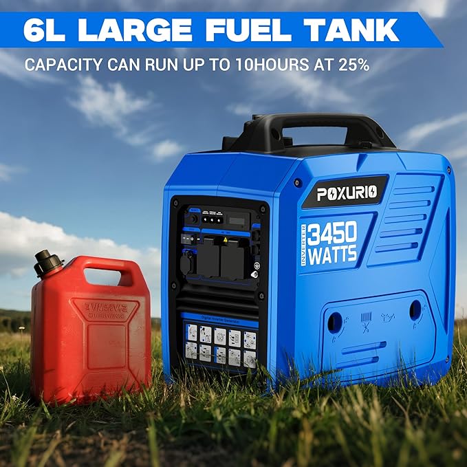 3450-Watt Dual Fuel Inverter Generator for Home Use, 1.6Gallon Large Fuel Tank Up to 8.3 Hours Use, 120V Gas Powered Generator Super Quiet - EPA Compliant