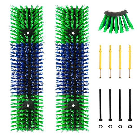 Livestock Scratch Brush for Cattle, Horses, Goats, Cow, Durable Scratching & Massage Grooming Tool for Healthy Coat, Relieves Itching, Easy Install on Fence Posts(2pcs, Green)