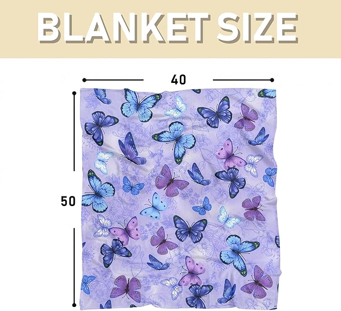 Cute Butterfly Blanket for Women Girls Kids Adults 40" x 50", Flannel Throw for Sofa Couch Bed Living Room, Gifts for Animal Lovers