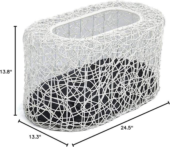 Fun Stackable White Cat Condo Clearance for Indoor Cats - Interactive Play Rattan Modern Cat House for Indoor Cats Kitty, Pet Friendly Top/Side House Entry, Cat Bed Enclosed