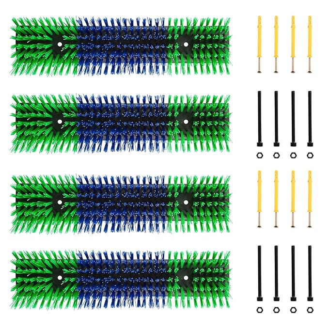 Livestock Scratch Brush for Cattle, Horses, Goats, Cow, Durable Scratching & Massage Grooming Tool for Healthy Coat, Relieves Itching, Easy Install on Fence Posts(4pcs, Green)