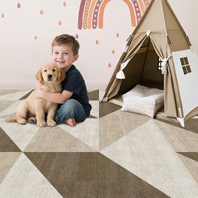 Washable Geometric Area Rugs 5x7 Modern Abstract Brown Soft Large Carpet for Living Room Entryway Bedroom Farmhouse Non-Slip