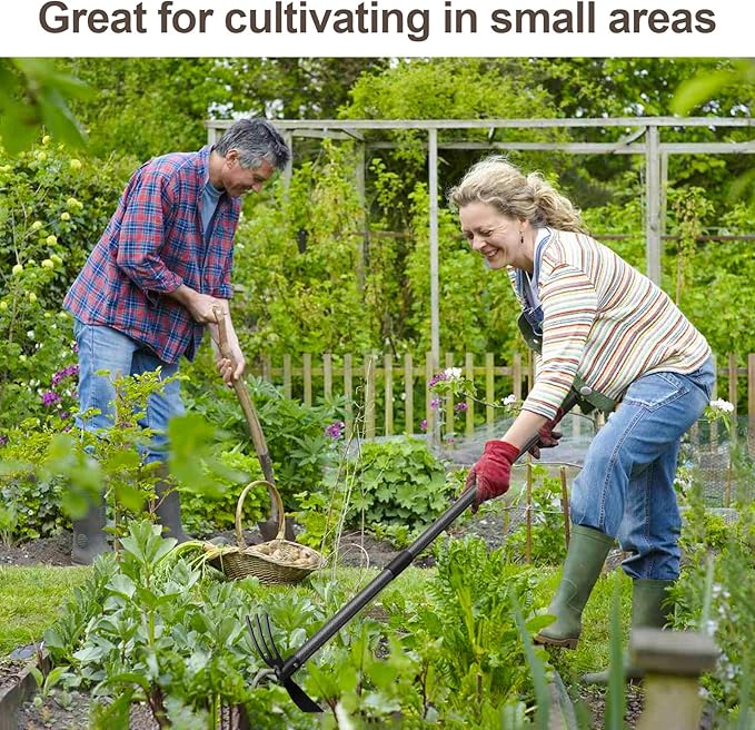 COCONUT Hoe Garden Tool, 60 Inch Garden Hoe Long Handle for Weeding, Hoe Cultivator 2 in 1 Hand Garden Tools for Gardening Planting