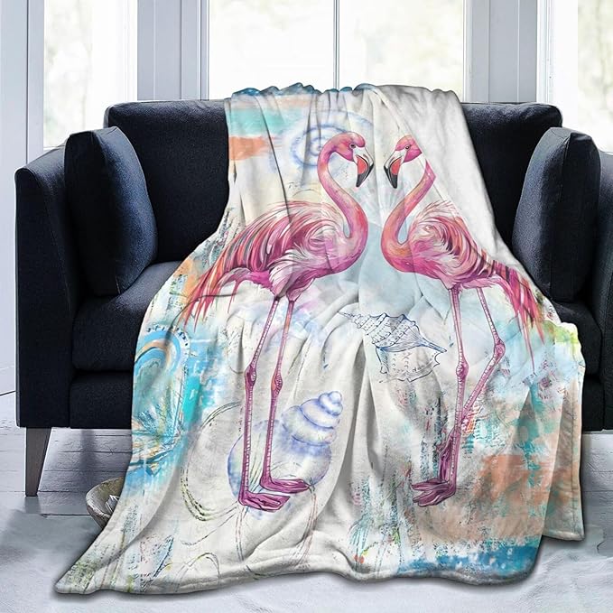 Flamingo Blanket Gifts for Girls Boys Beach Throw Cozy Plush Fleece Flannel Lightweight Fuzzy Party Blankets for Women Men 60"X50"