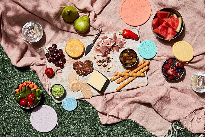 Everusely - Stainless Steel Containers with Lids - Set of 5, Bright Collection - Leakproof Stainless Steel Food Containers - Nesting Snack Holders - Metal Lunch Box - Portable & Reusable Meal Kit