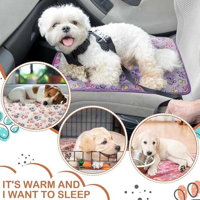 Reginary 4 Pcs Waterproof Guinea Pig Blankets Washable Small Animal Fleece Bedding Absorbent Guinea Pig Cage Liners Reusable Pet Pee Pad Sleep Mat for Hamster Ferret(Paw Print,18 x 13 Inch)