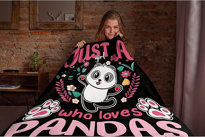 Just Girl Loves Pandas Blanket Soft Blankets and Throws Flannel Cozy Lightweight Quilt Gift Perfect for Bed Sofa Couch-50 x40 Small for Kids