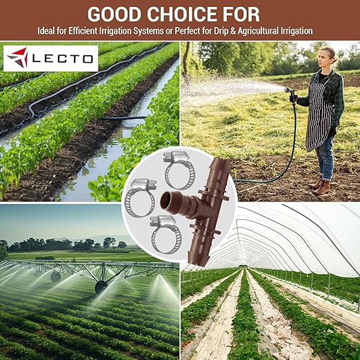 LECTO Universal 5/8", 1/2", .700" Drip Line Repair Kit – Tee, 3