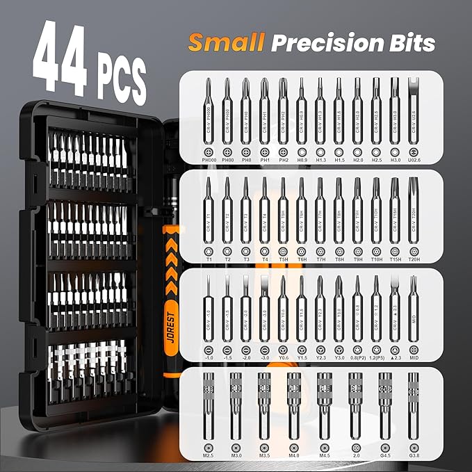 JOREST 59Pcs Small Precision Screwdriver Set with Torx T5, T6, T8, Mini Repair Tool Kit for Macbook, Computer, Laptop, iPhone, PS4 PS5, Xbox, Switch, Eyeglasses, Watch, PC, Ring Doorbell, Electronic